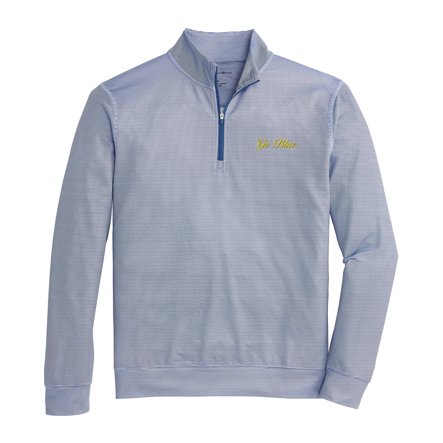 Michigan Go Blue Vintage Script Hairline Stripe Printed Performance 1/4 Zip