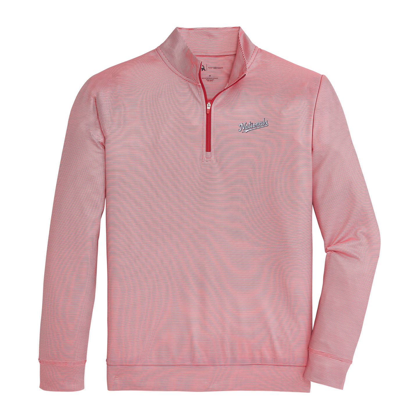 Nationals Script Hairline Stripe Printed Performance 1/4 Zip - Red