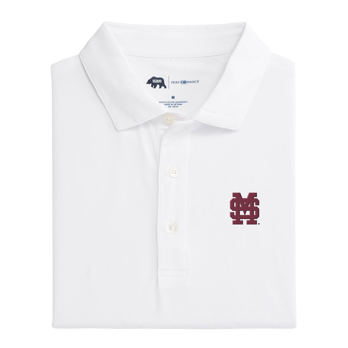 Mississippi State Baseball MS Solid Performance Polo - White