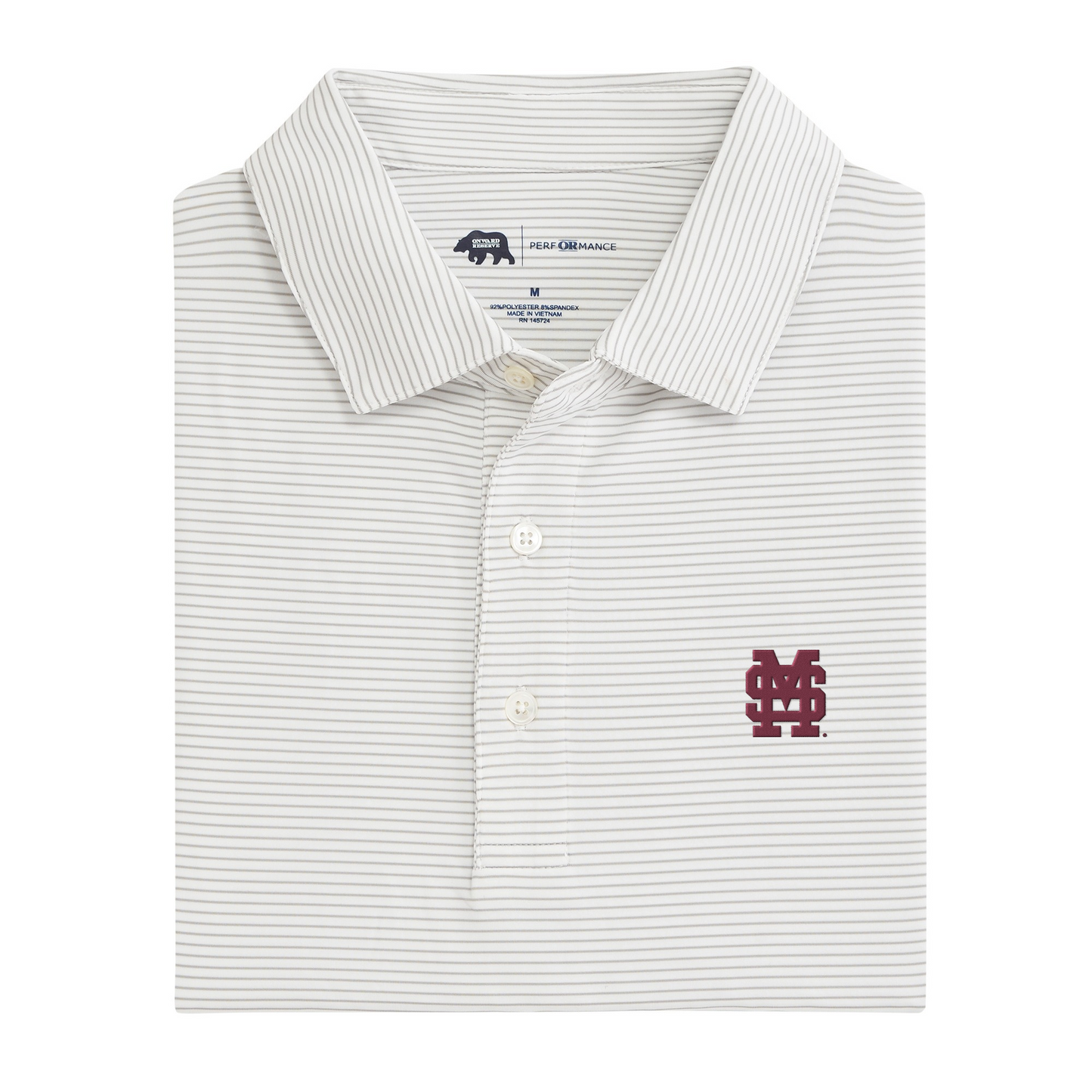 Mississippi State Baseball MS Birdie Stripe Performance Polo