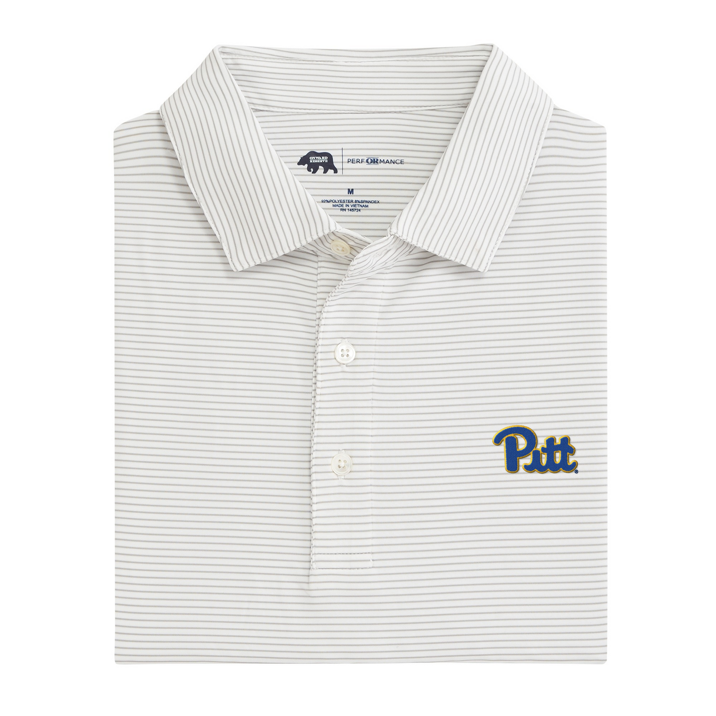 Pitt Script Birdie Stripe Performance Polo