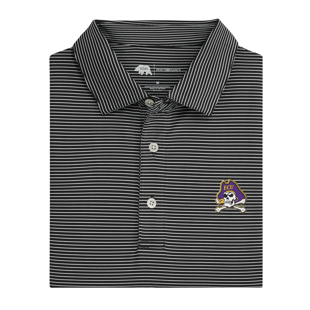 East Carolina Pirate Head Birdie Stripe Performance Polo