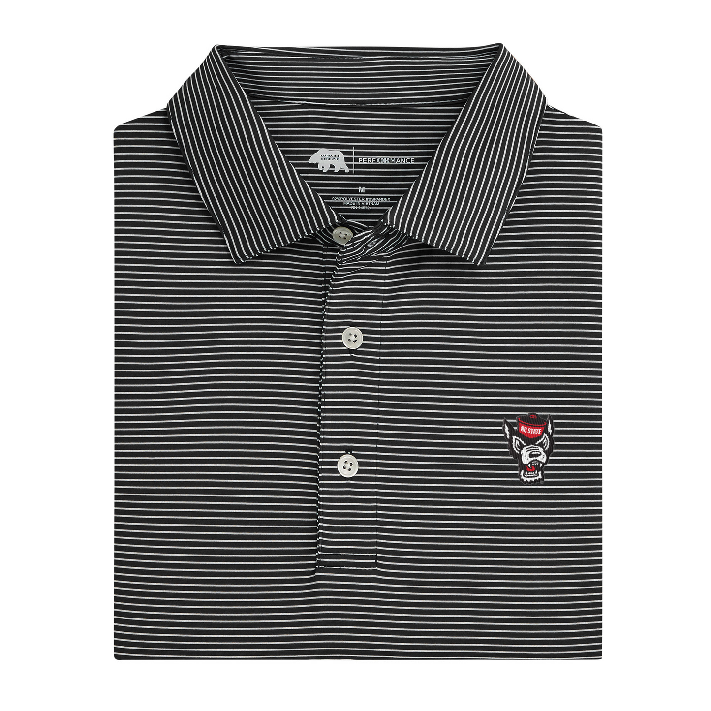 NC State Tuffy Head Birdie Stripe Performance Polo