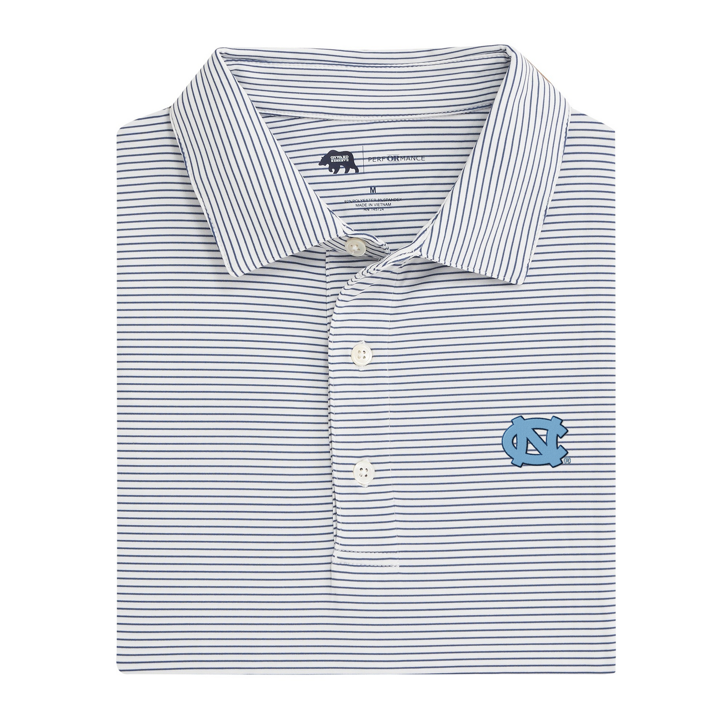 UNC NC Birdie Stripe Performance Polo