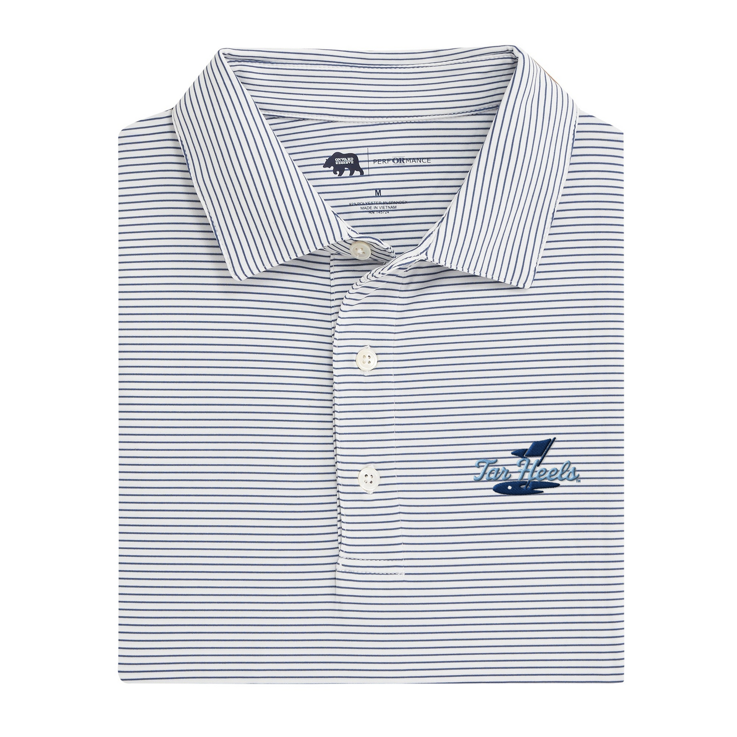 UNC Tar Heels Golf Birdie Stripe Performance Polo
