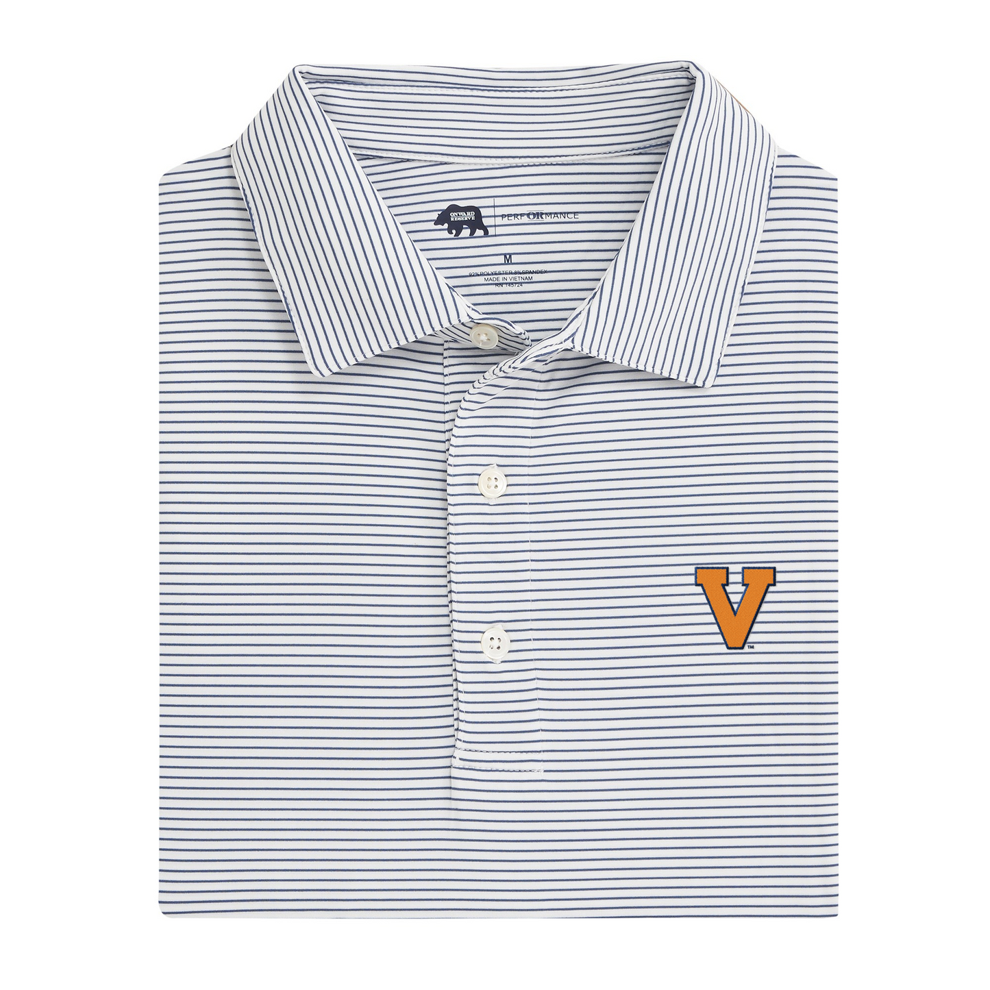 Virginia Block V Birdie Stripe Performance Polo