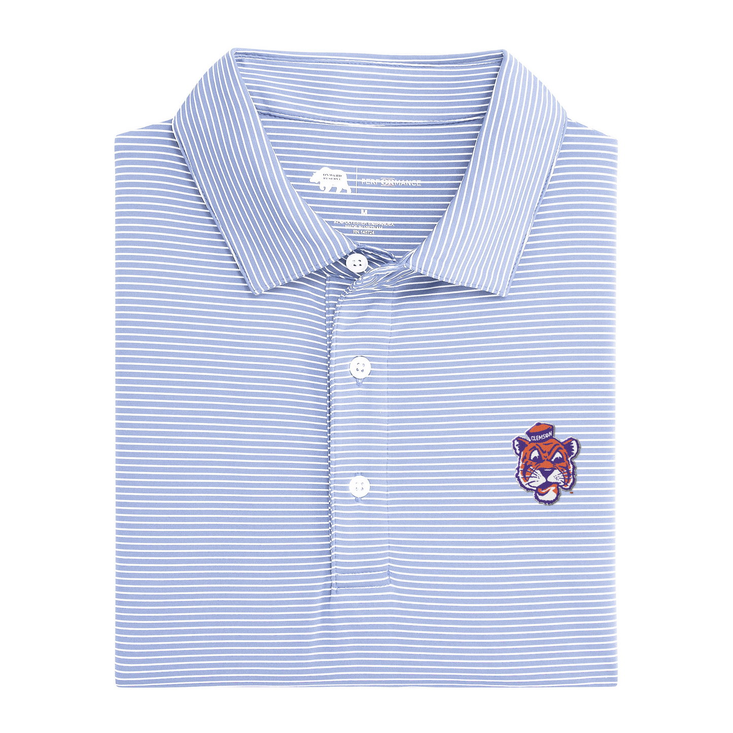 Clemson Vintage Sailor Tiger Birdie Stripe Performance Polo