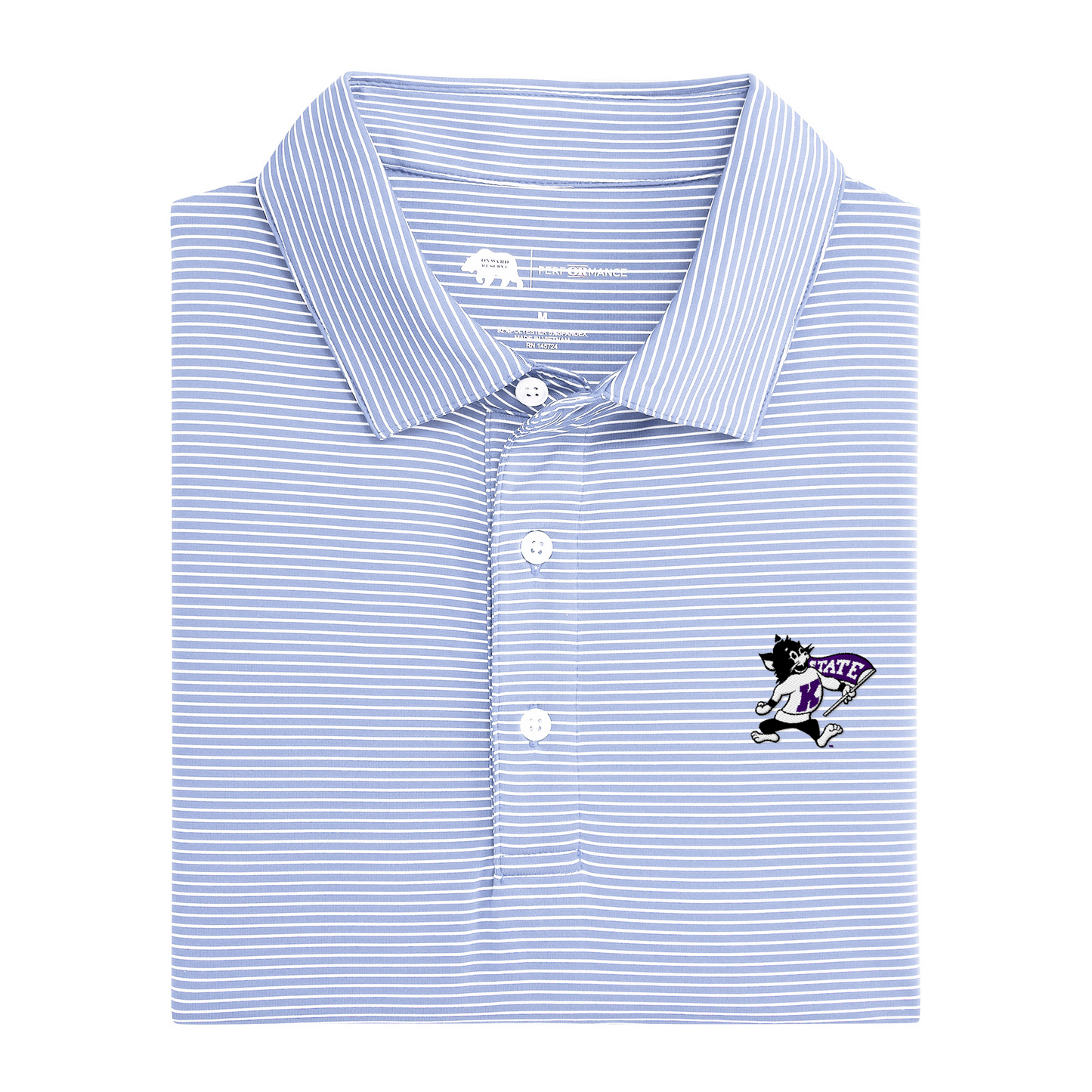 Kansas State Willie The Wildcat Birdie Stripe Performance Polo