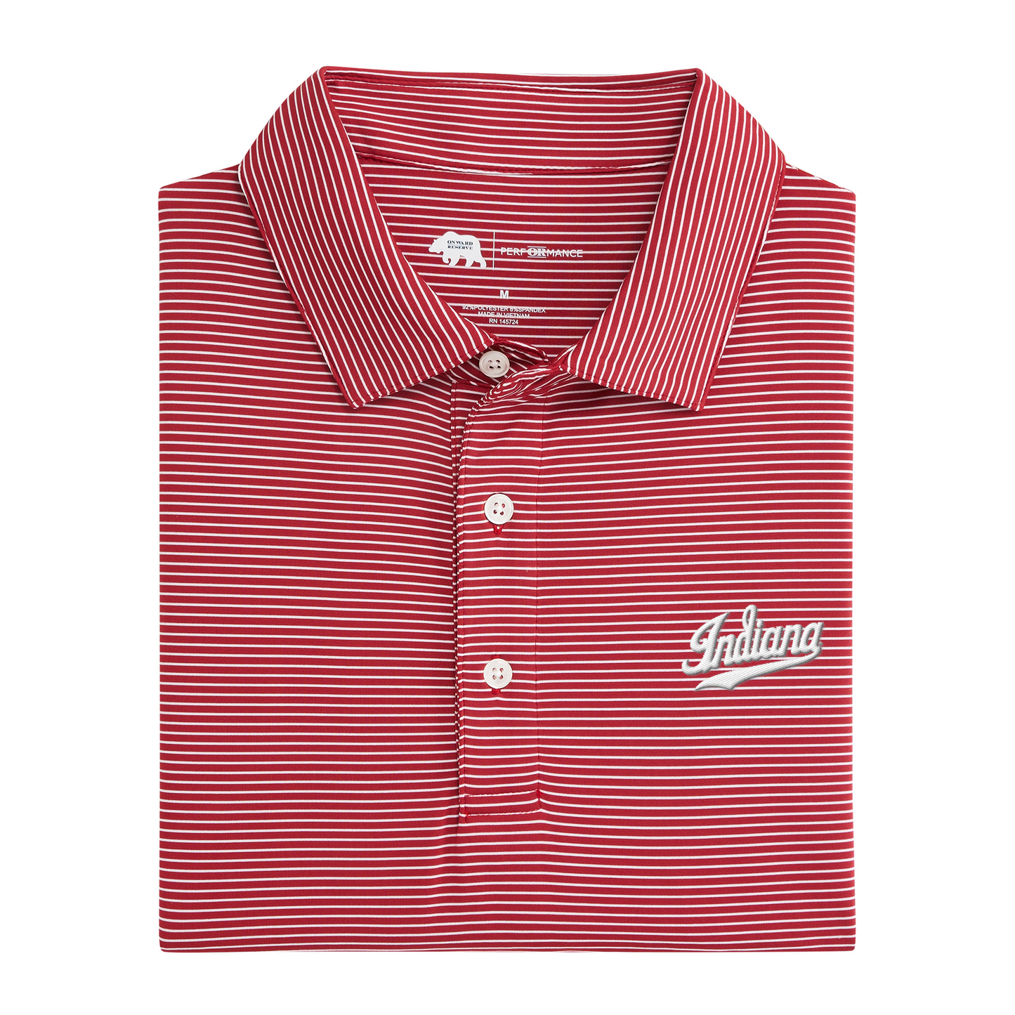 Indiana Script Birdie Stripe Performance Polo