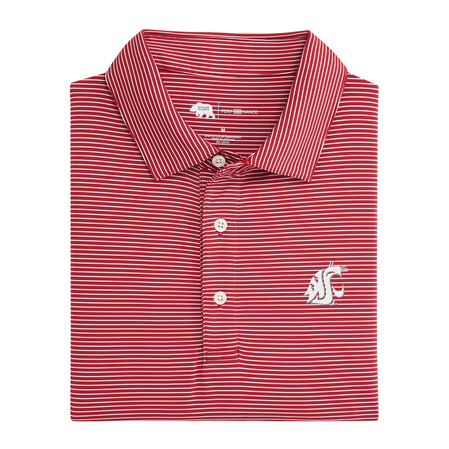 Washington State Cougar Birdie Stripe Performance Polo
