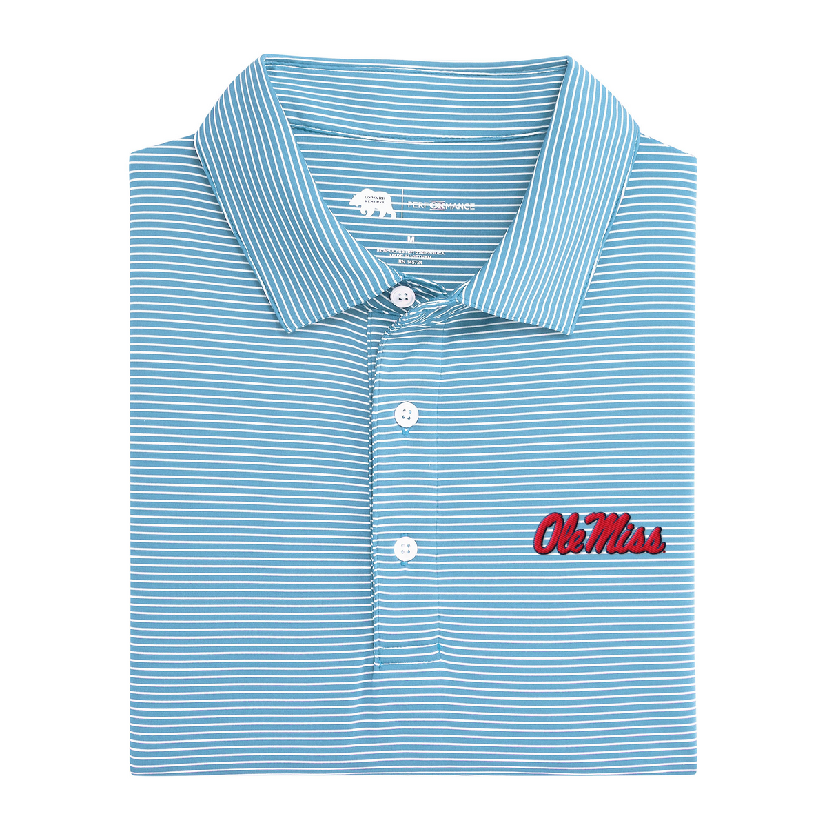 Ole Miss Script Birdie Stripe Performance Polo