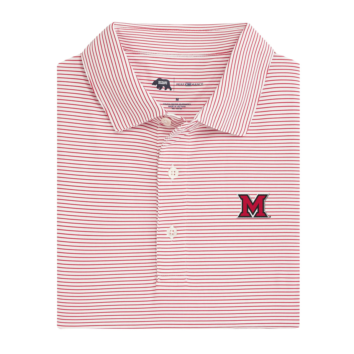 Miami University M Birdie Stripe Performance Polo - Red