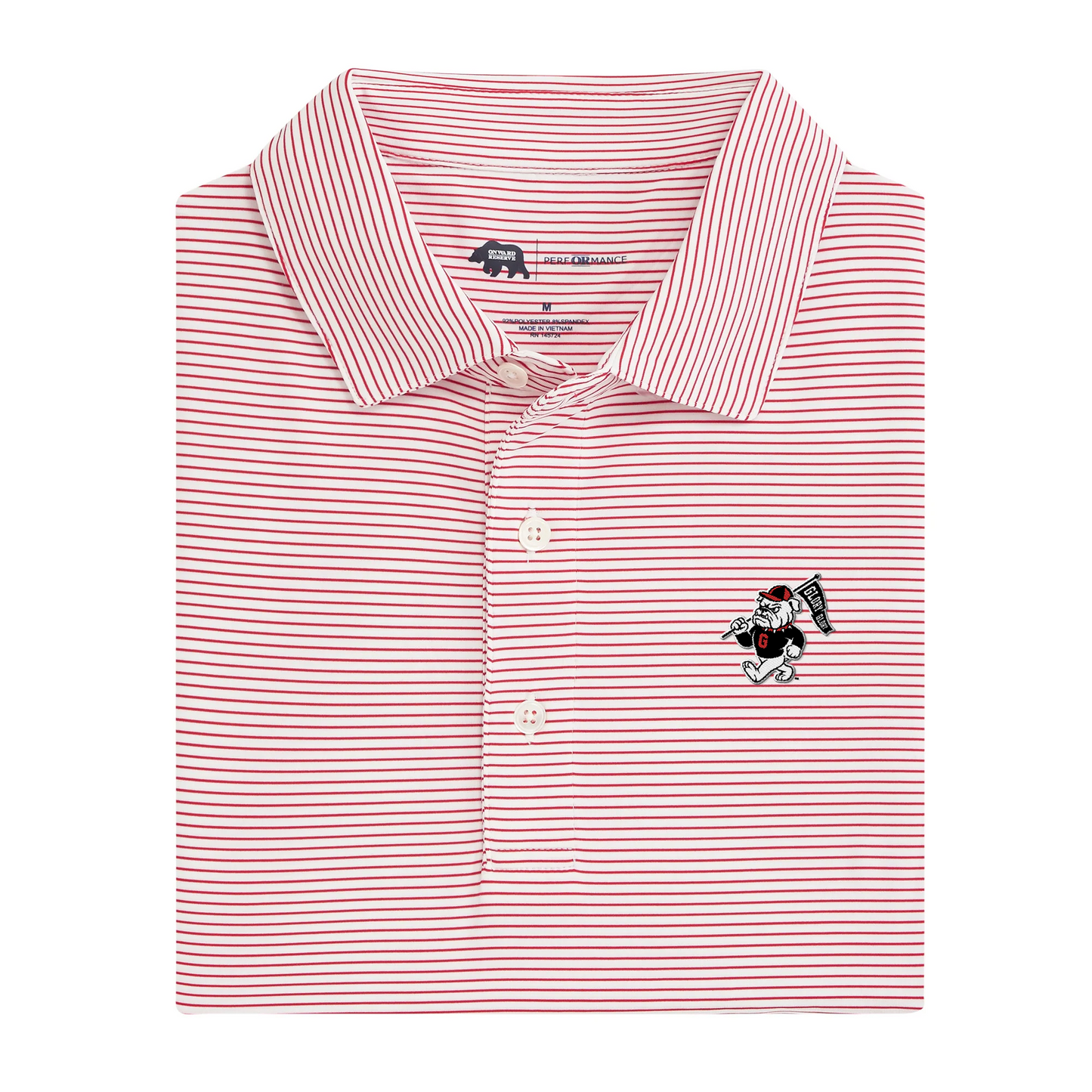 UGA Glory Glory Birdie Stripe Performance Polo - Red