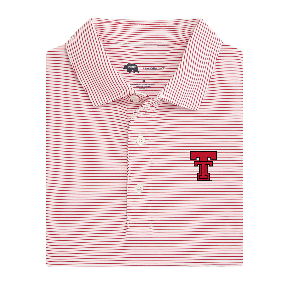 Texas Tech Birdie Stripe Performance Polo - White/Red