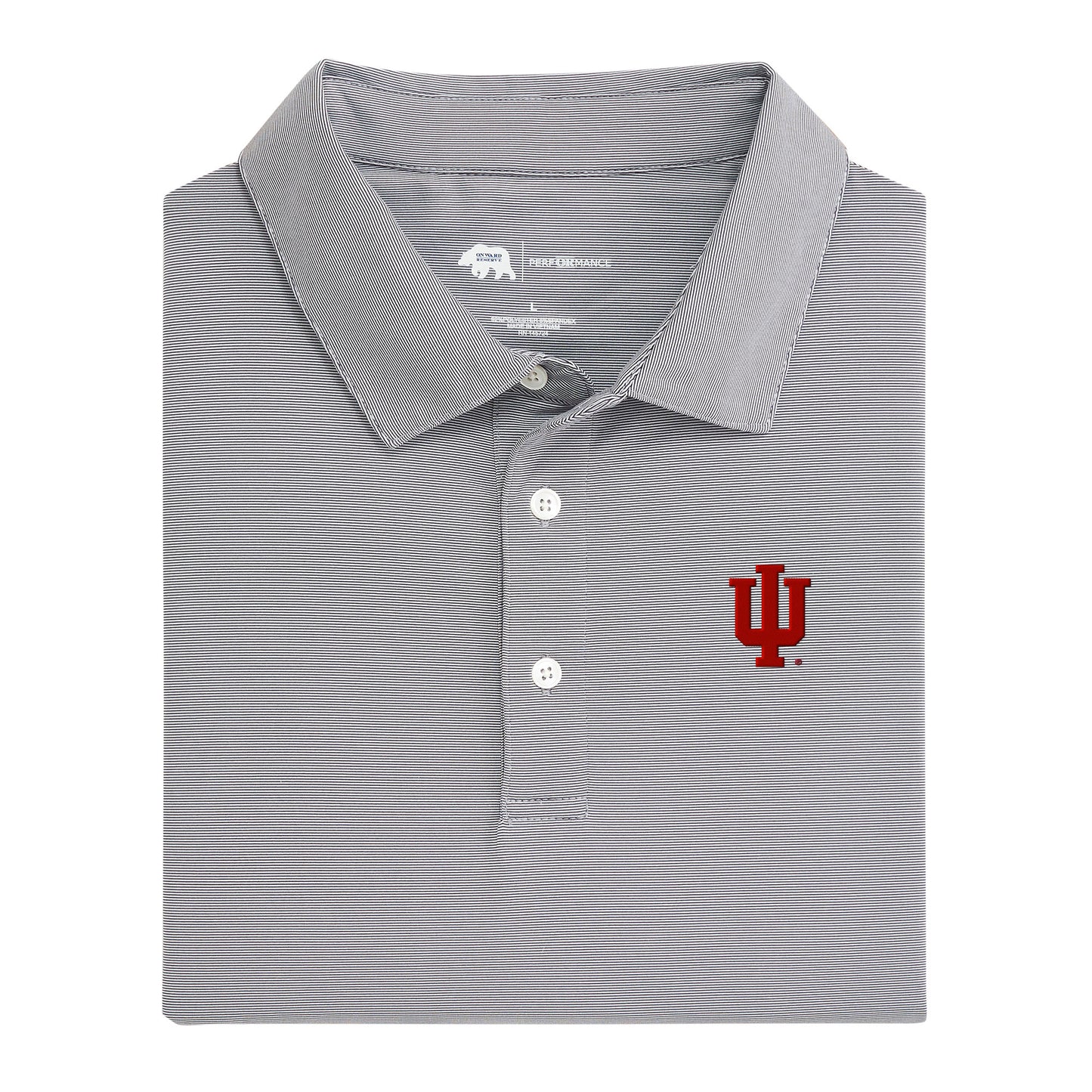 Indiana IU Hairline Stripe Performance Polo - Nine Iron