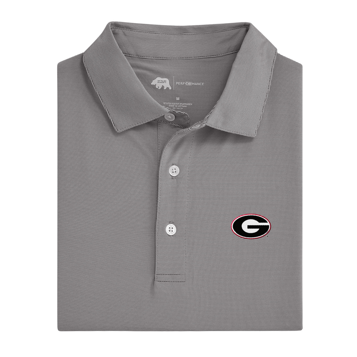 UGA Super G Hairline Stripe Performance Polo