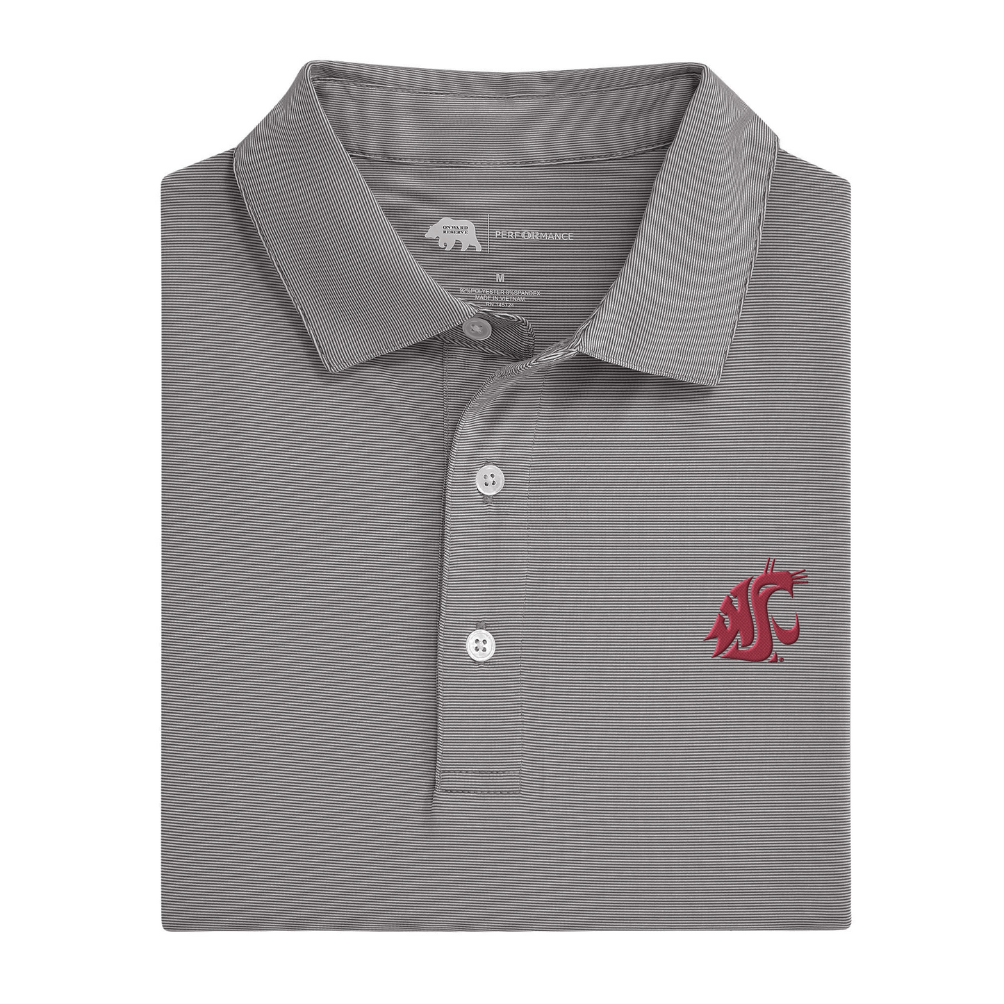 Washington State Cougar Hairline Stripe Performance Polo