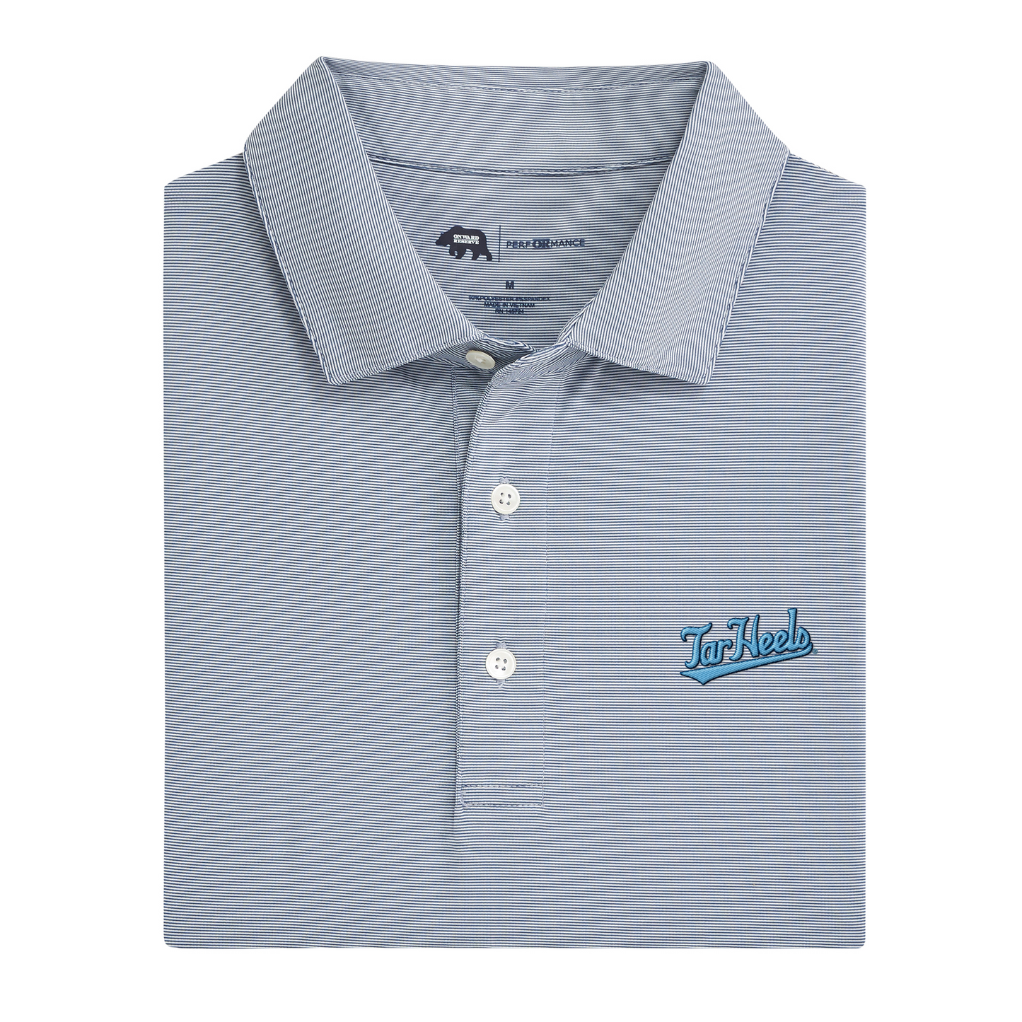 UNC Tar Heels Script Hairline Stripe Performance Polo