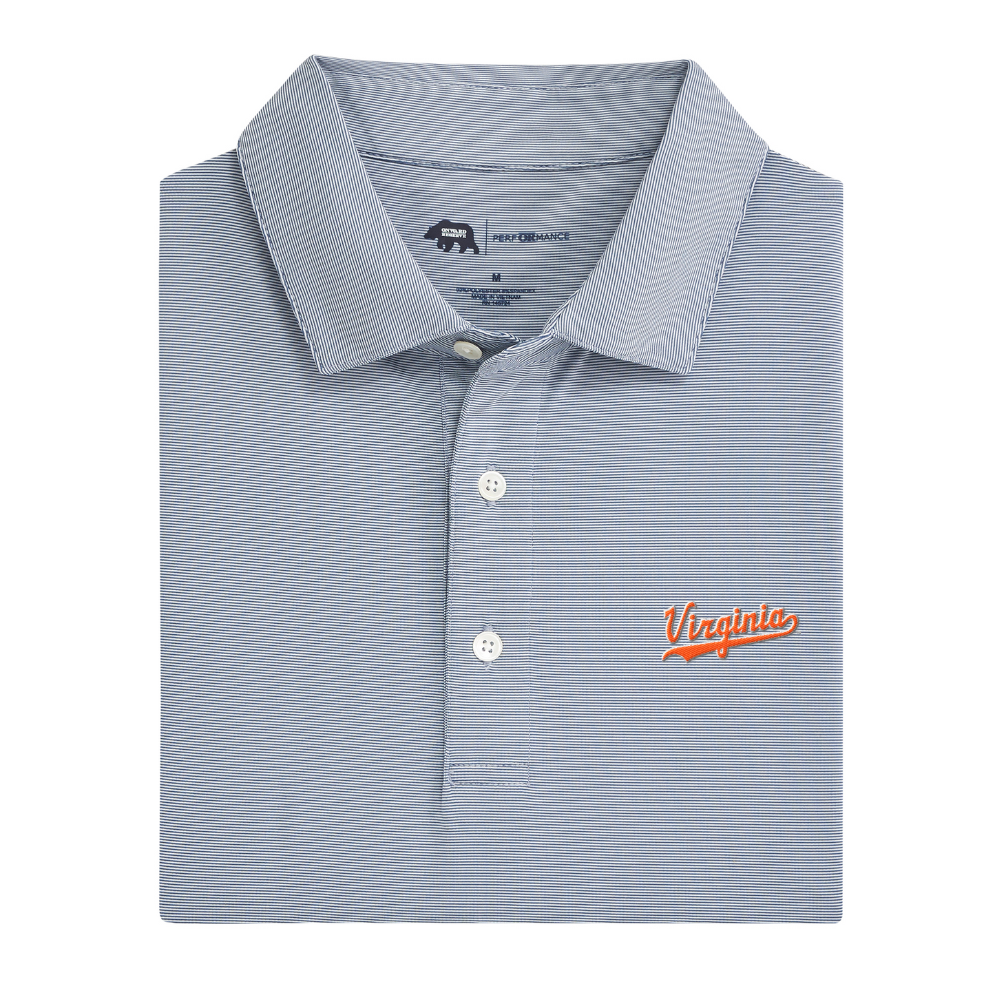 Virginia Baseball Script Hairline Stripe Performance Polo