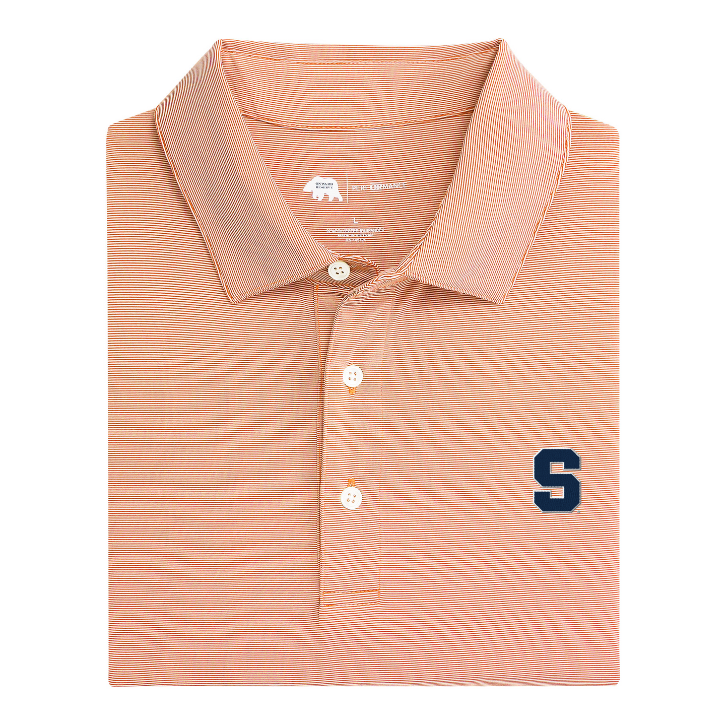 Syracuse Block S Hairline Stripe Performance Polo