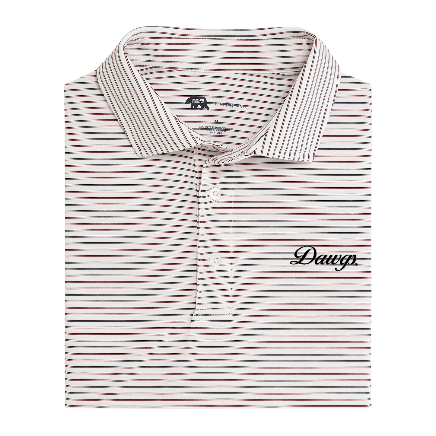 UGA Dawgs Vintage Script Scout Stripe Performance Polo
