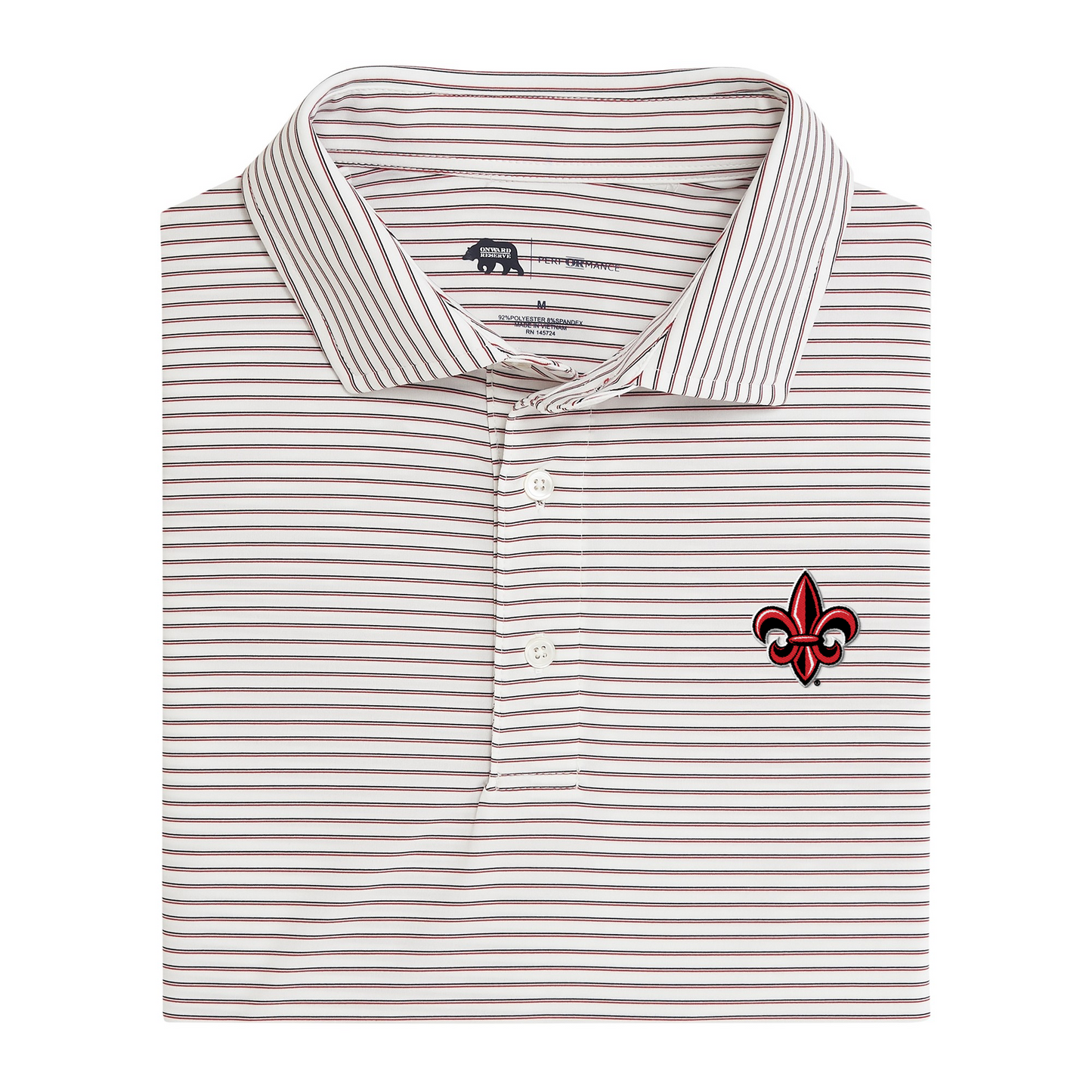 Louisiana Lafayette Fleur de Lis Scout Stripe Performance Polo