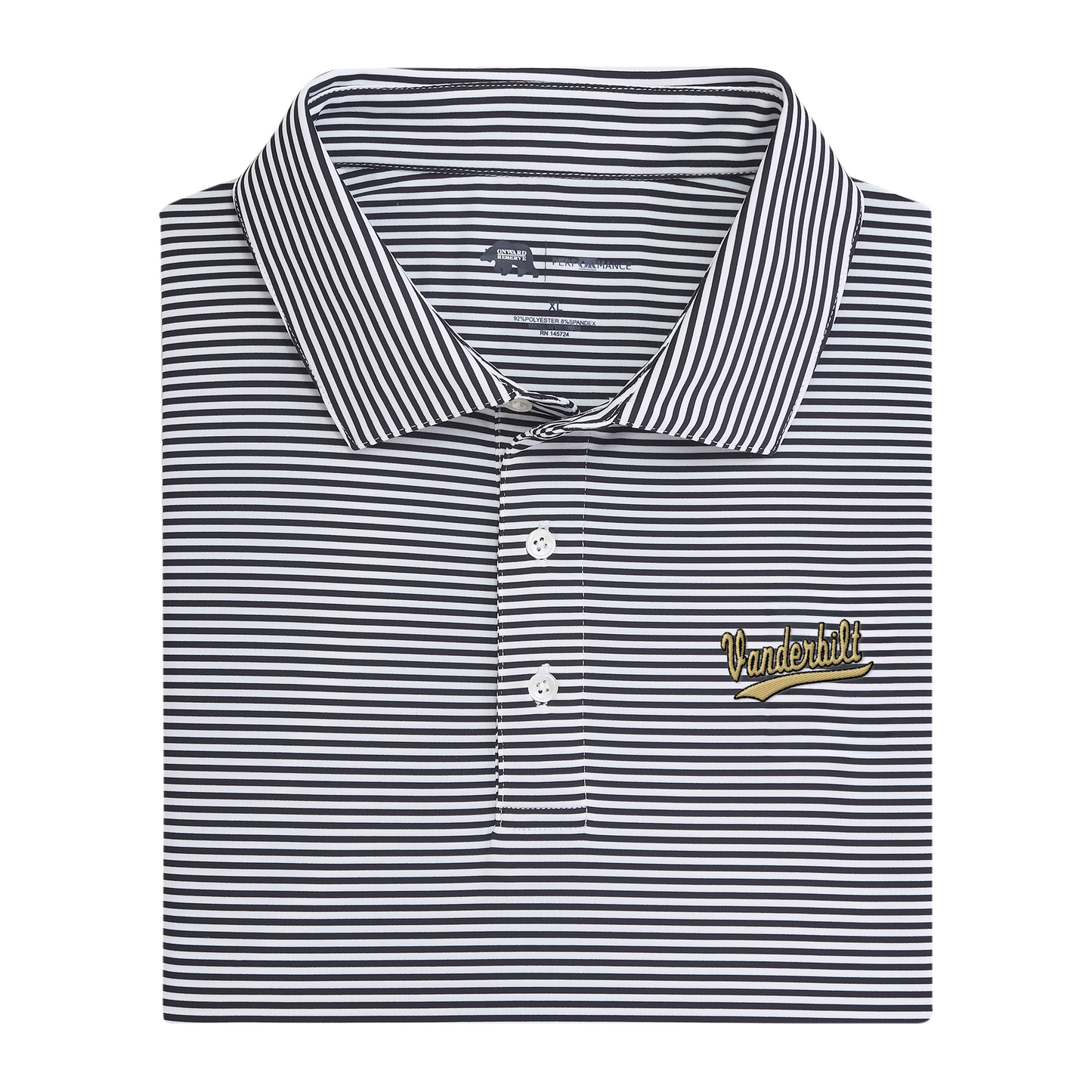 Vanderbilt Baseball Script Echo Stripe Performance Polo