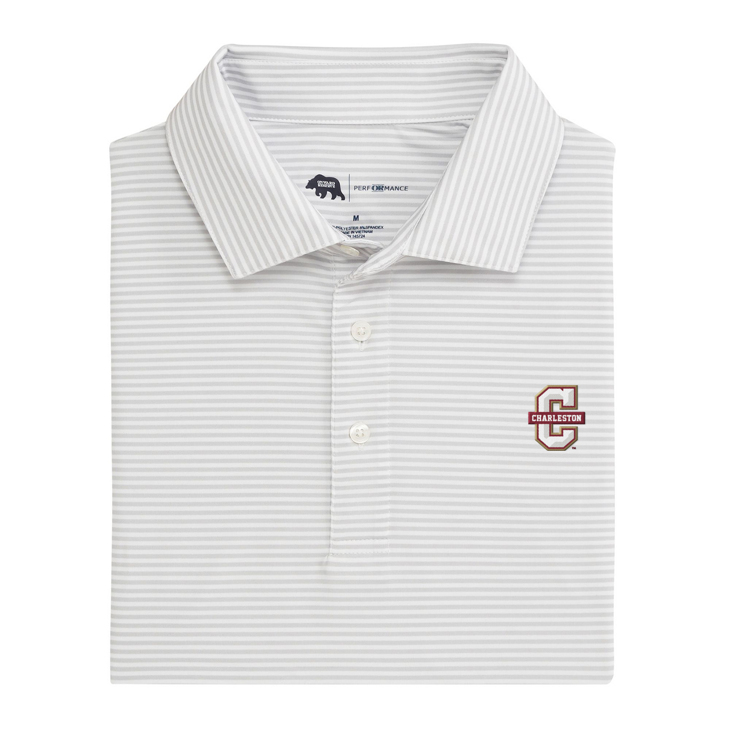 College of Charleston Block C Echo Stripe Performance Polo