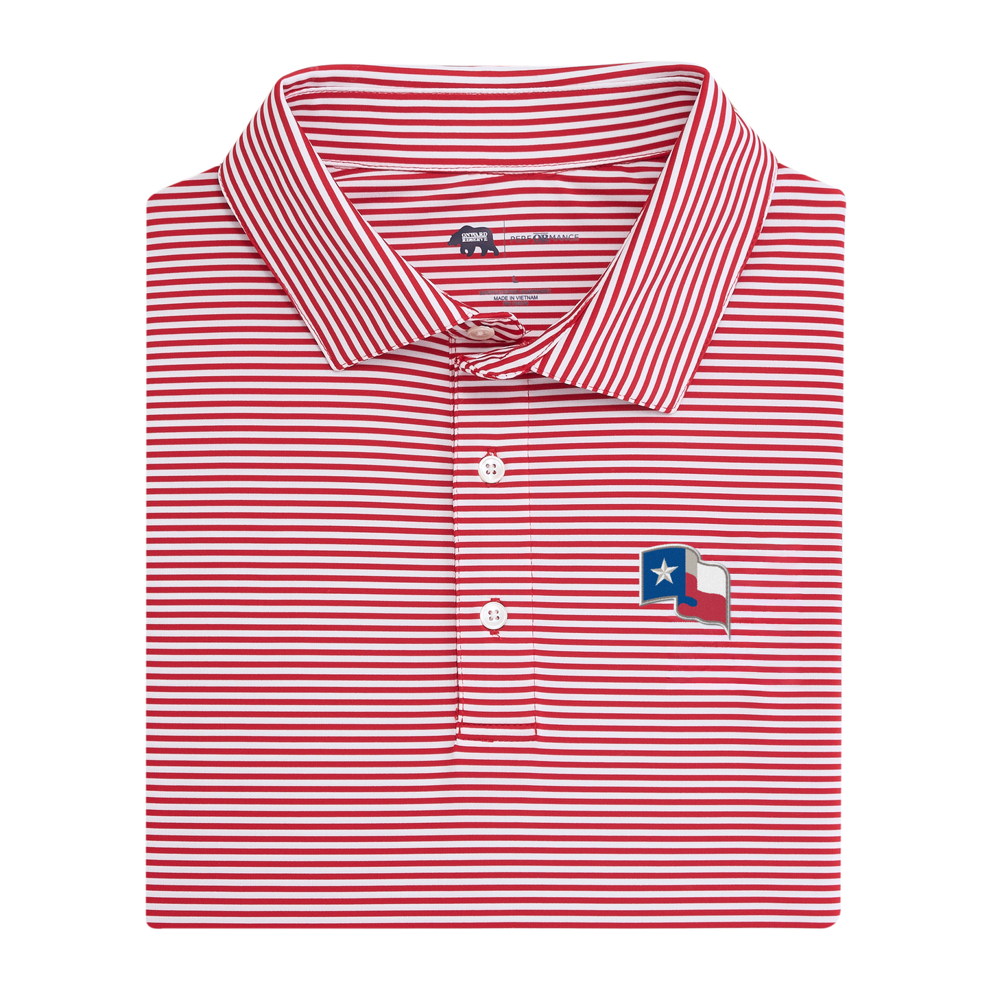 Rangers Texas Flag Echo Stripe Performance Polo