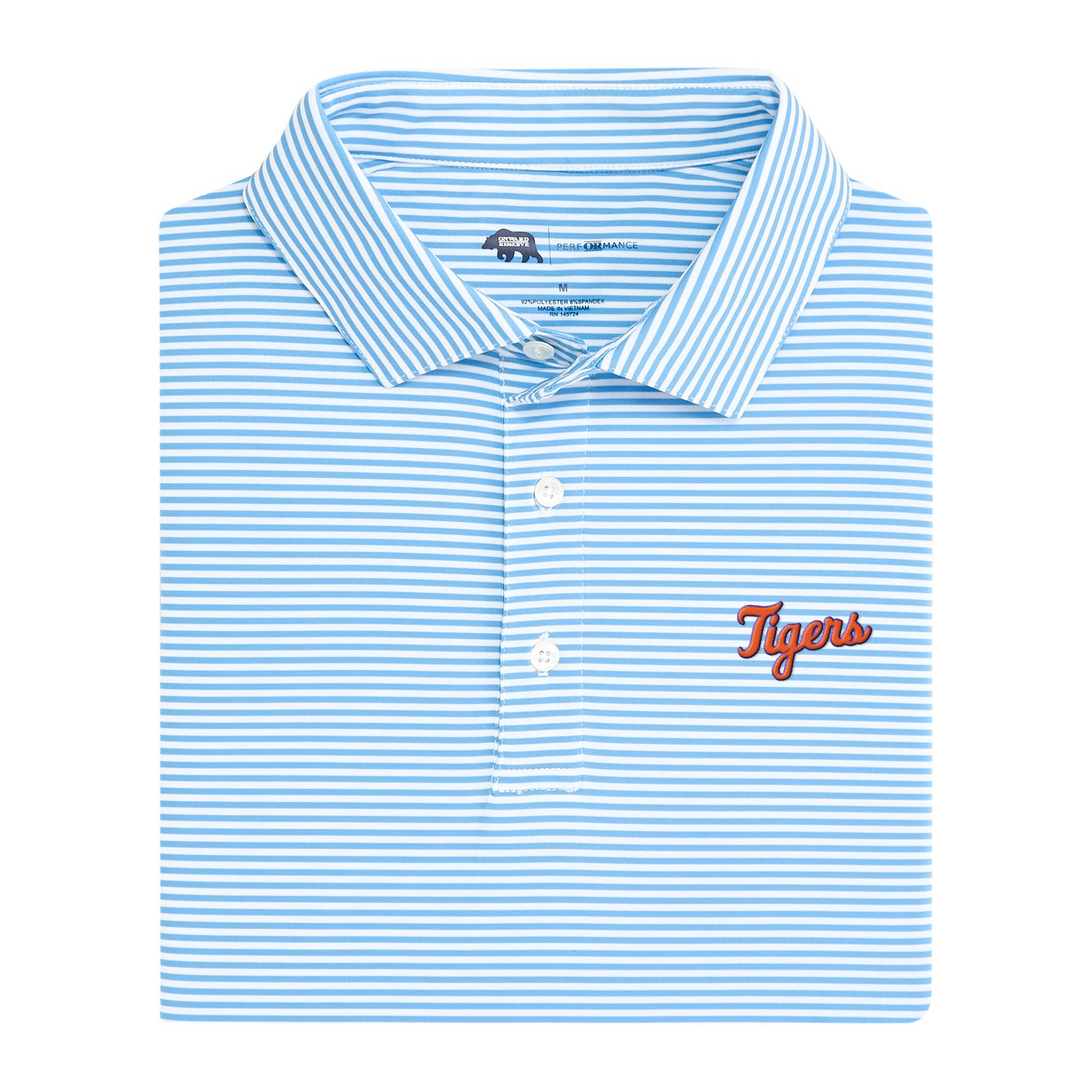 Clemson Tigers Script Echo Stripe Performance Polo
