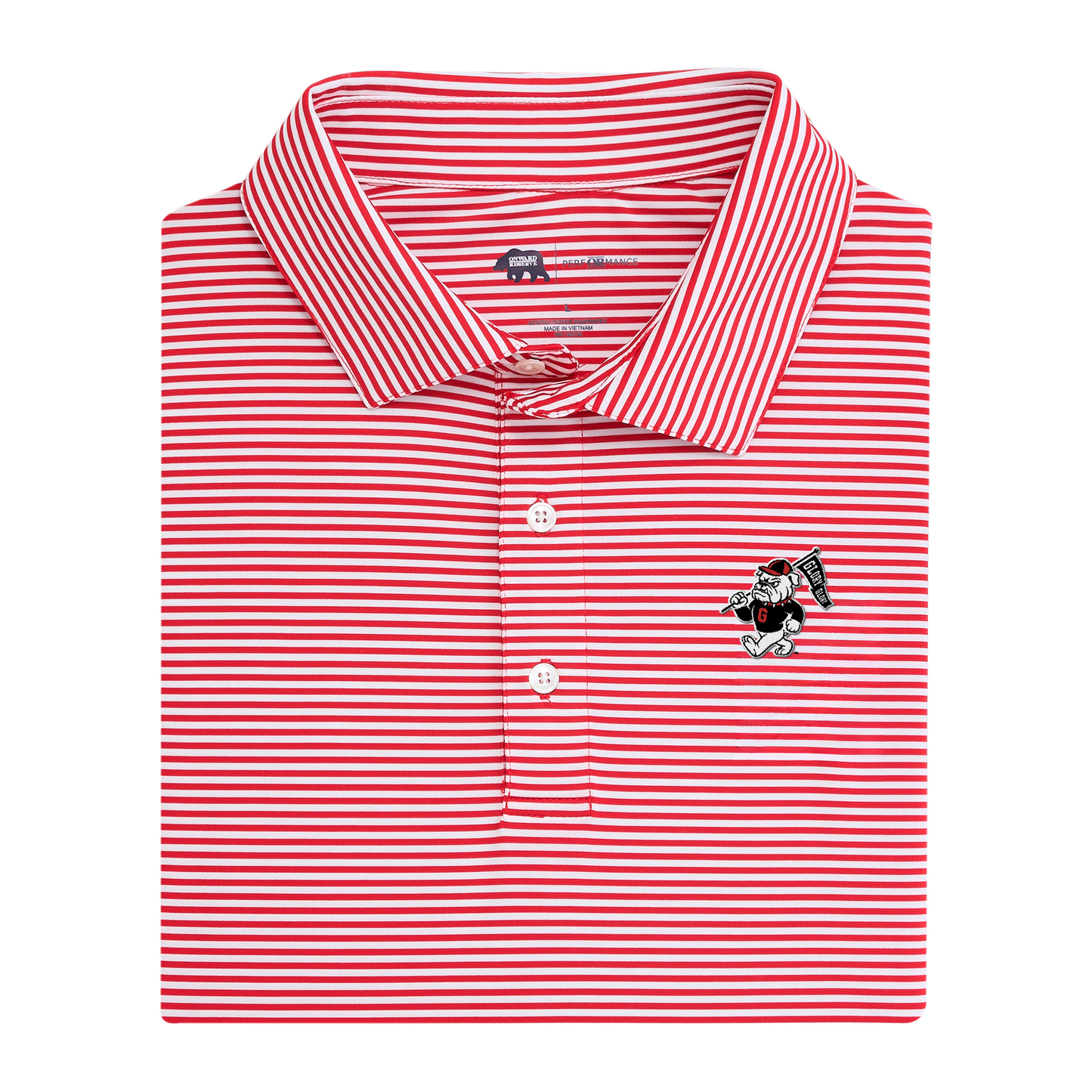 UGA Glory Glory Echo Stripe Performance Polo - Red