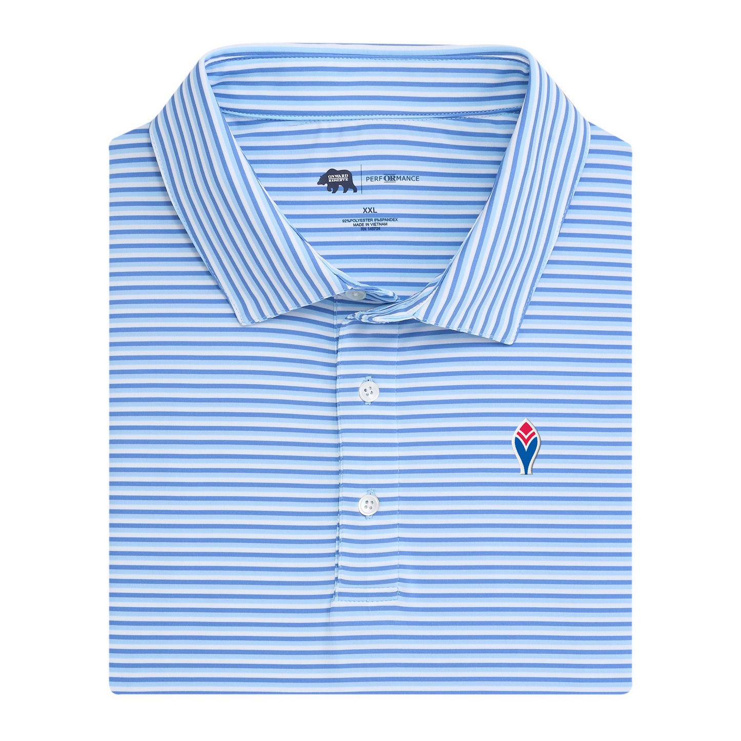 Braves Cooperstown - 1972 Feather Tri Stripe Performance Polo - Blue Horizon