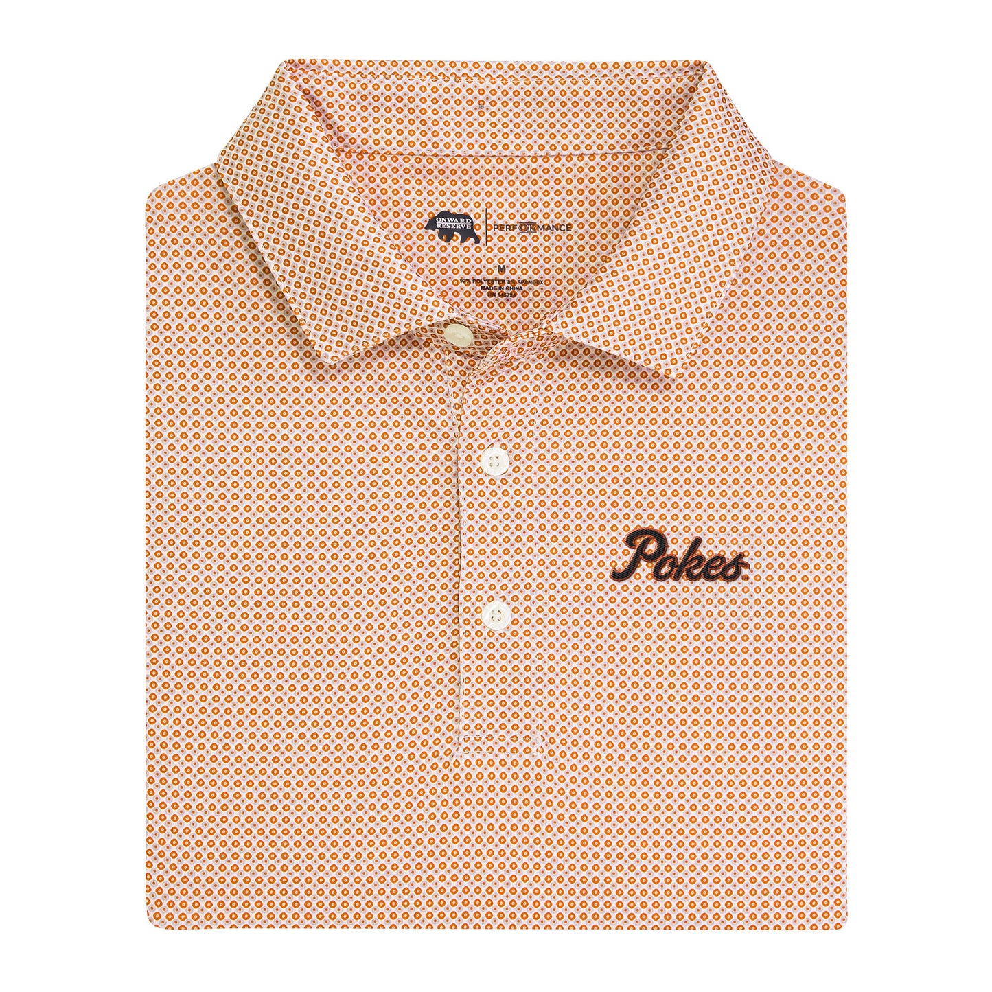 Oklahoma State Pokes Script League Printed Performance Polo - Orange