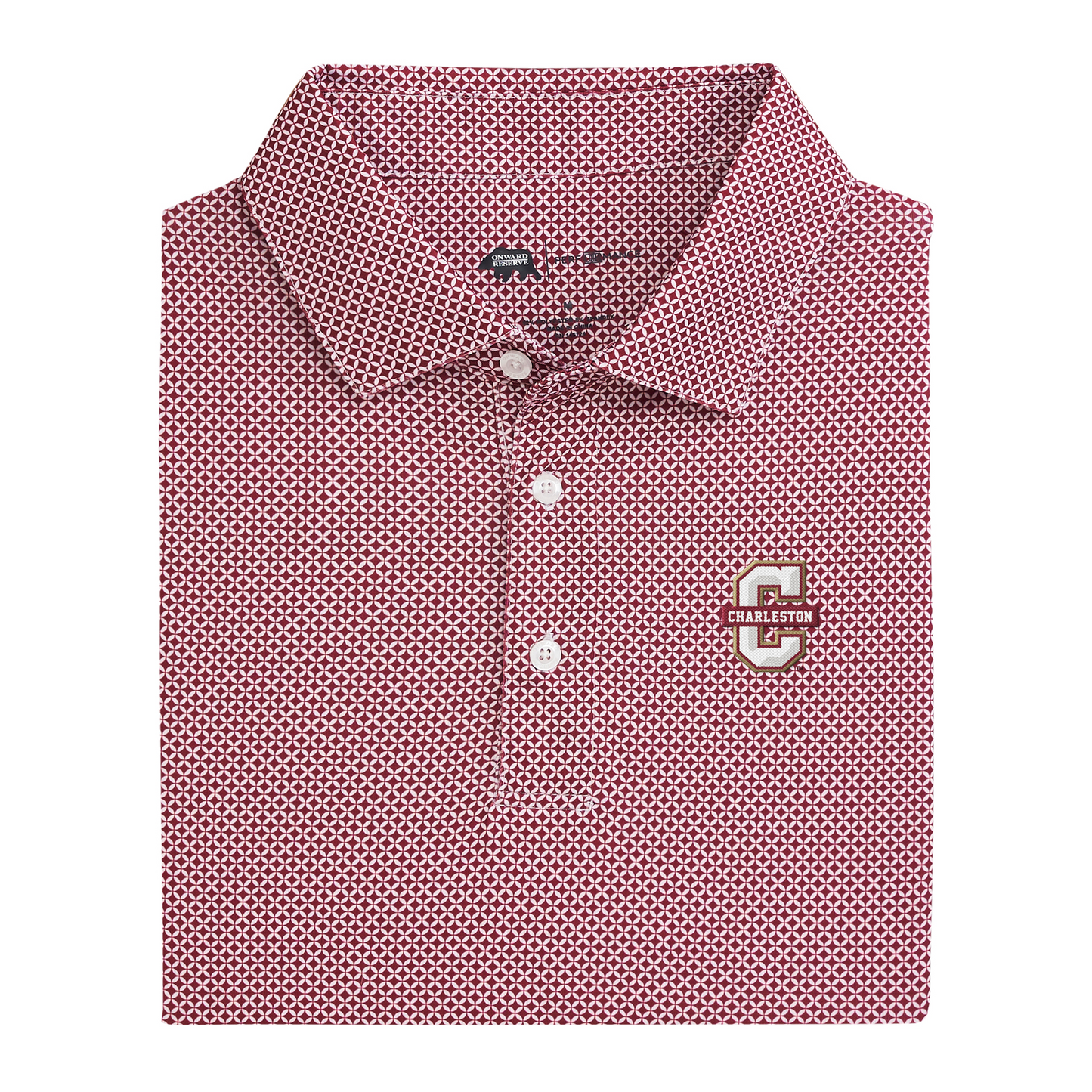 College of Charleston Block C Scope Printed Performance Polo - Maroon