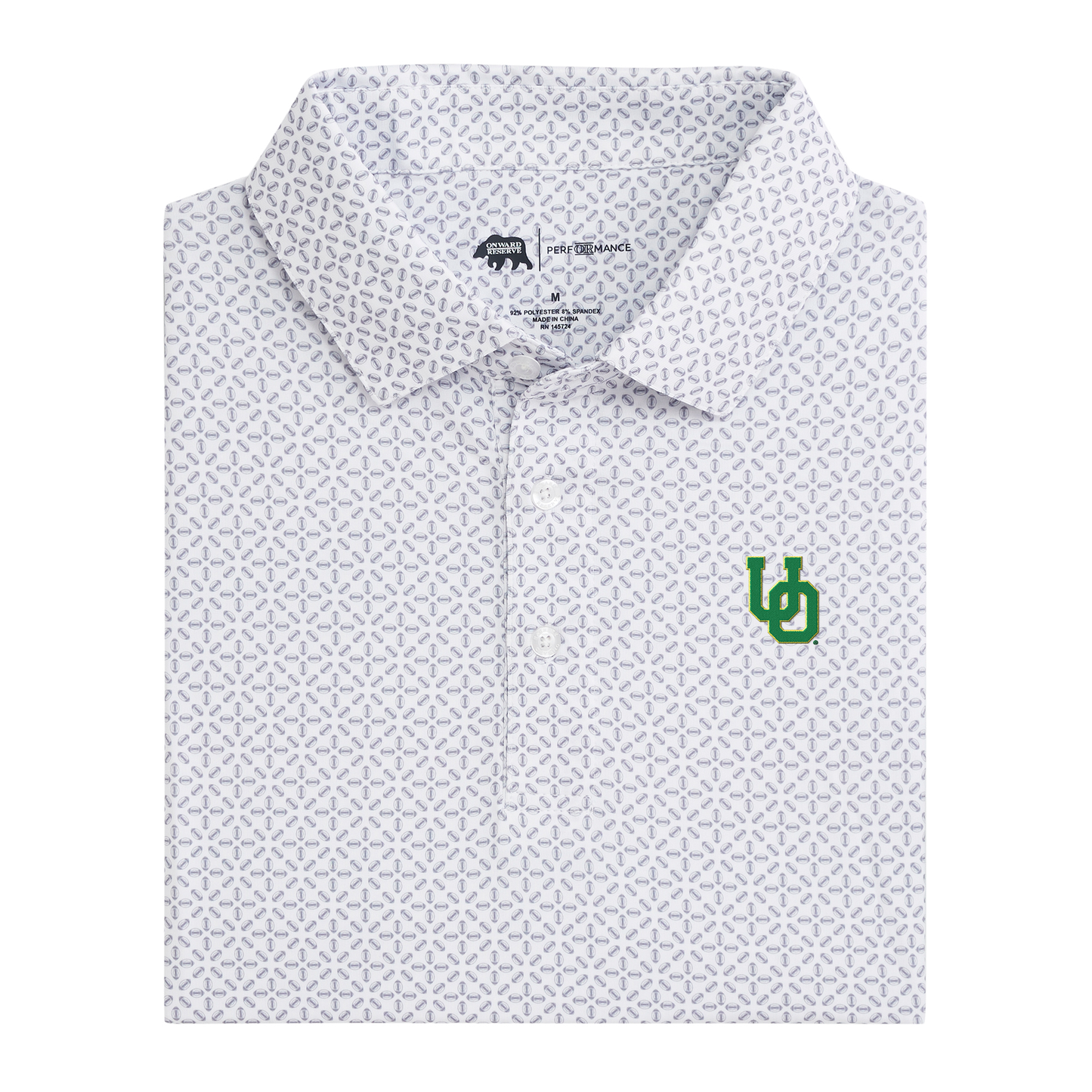 Oregon Block OU Gameday Printed Performance Polo - White