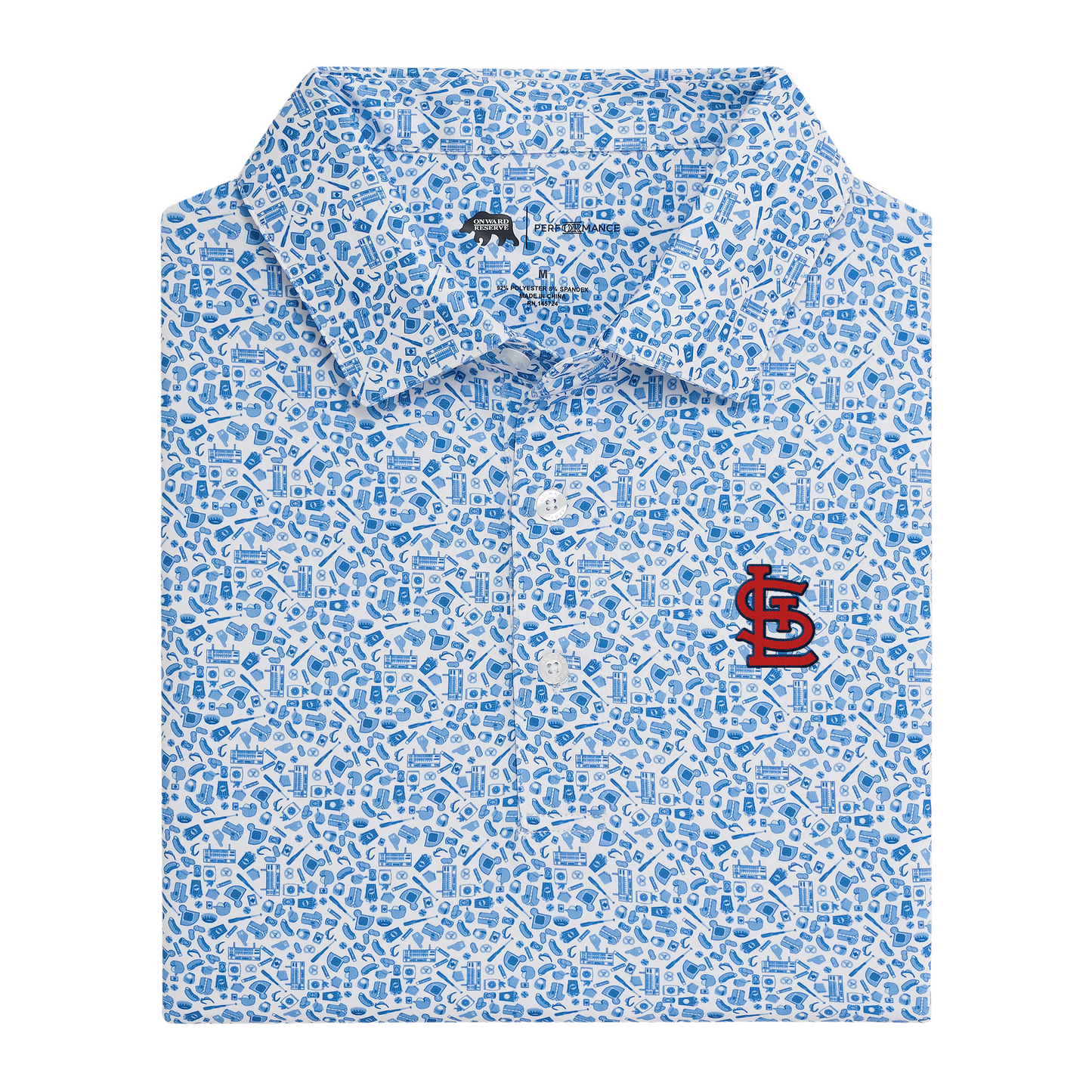 Cardinals STL Take Me Out Printed Performance Polo - Endless Sky