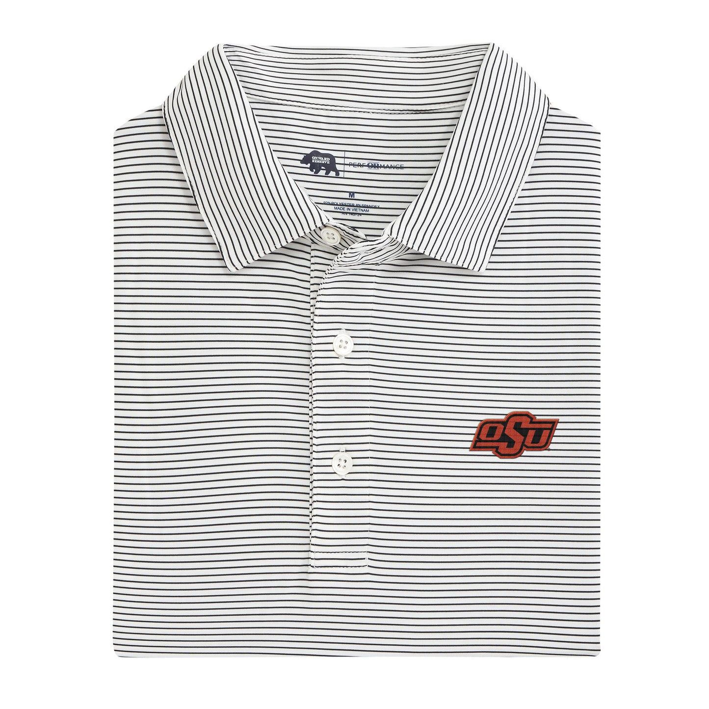 Oklahoma State Birdie Stripe Performance Polo - Black