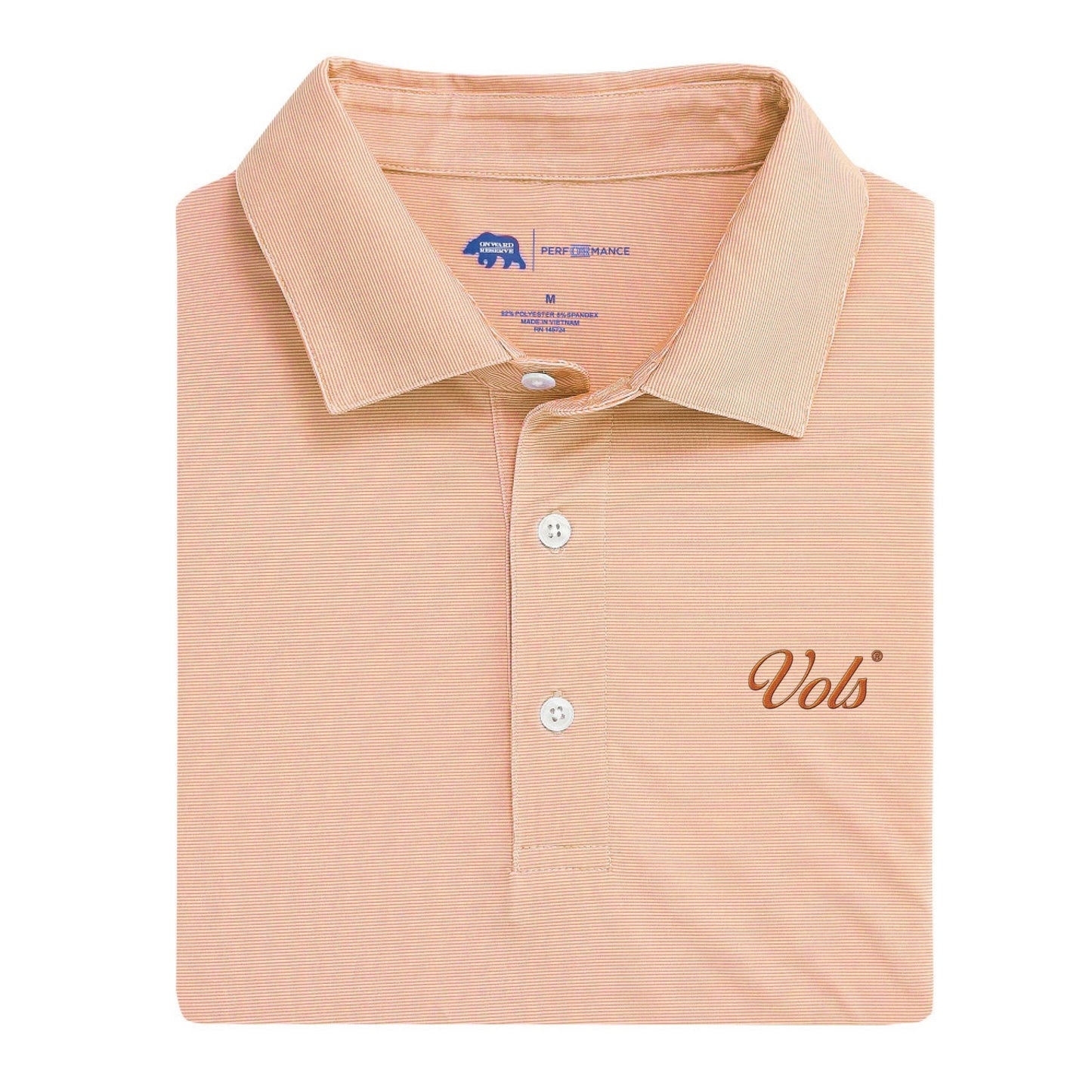 Vols Vintage Script Hairline Stripe Performance Polo - Orange