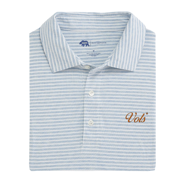 Vols Vintage Script Row Stripe Icon Polo - Sky