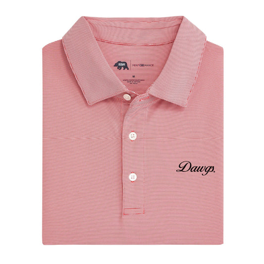 Dawgs Vintage Script Hairline Stripe Performance Polo - Red