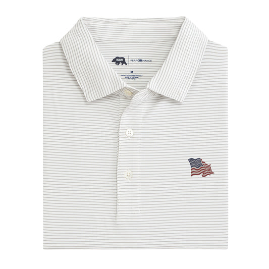 Vintage Flag Birdie Stripe Performance Polo - Mirage Grey