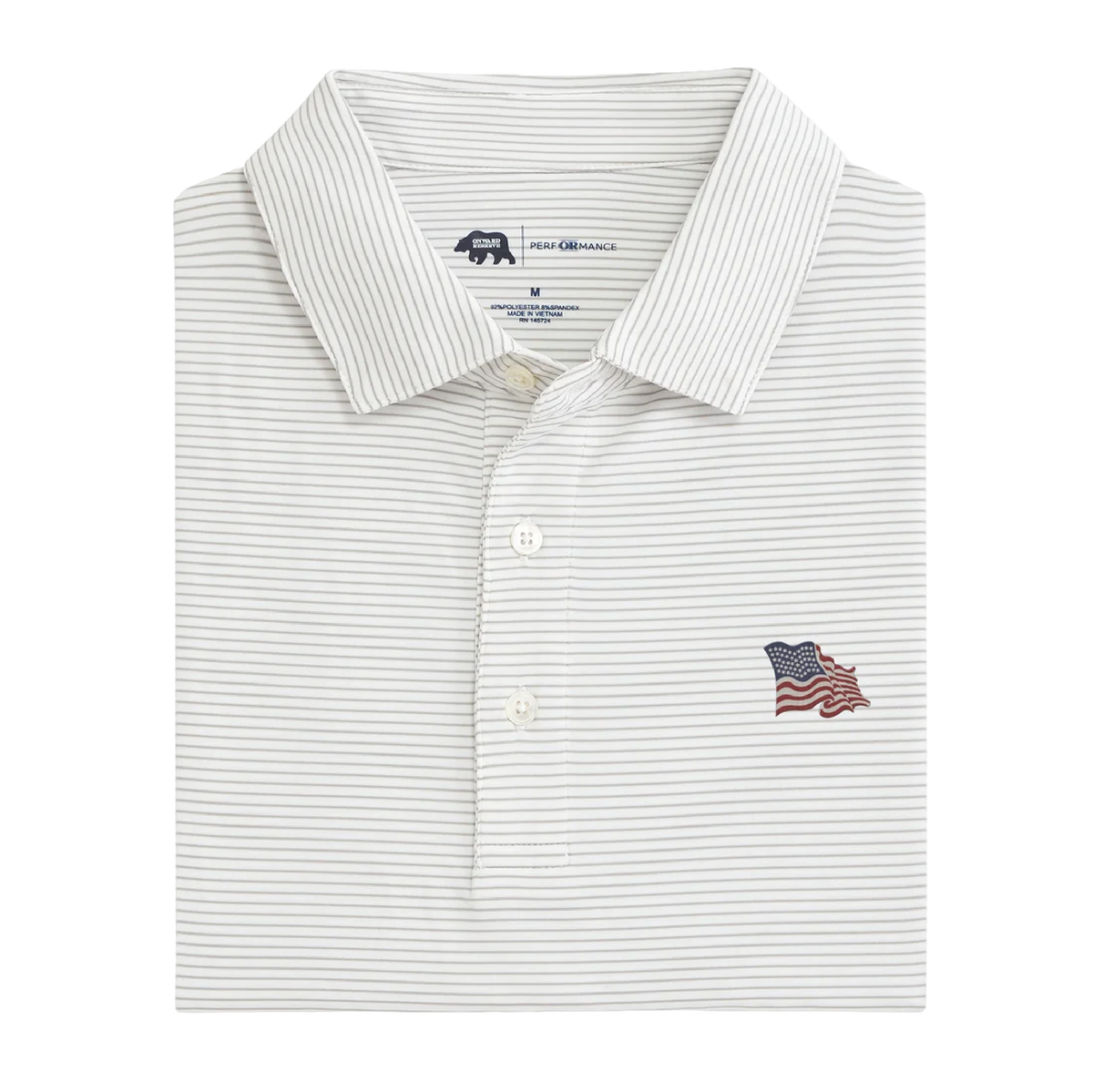 Vintage Flag Birdie Stripe Performance Polo - Mirage Grey