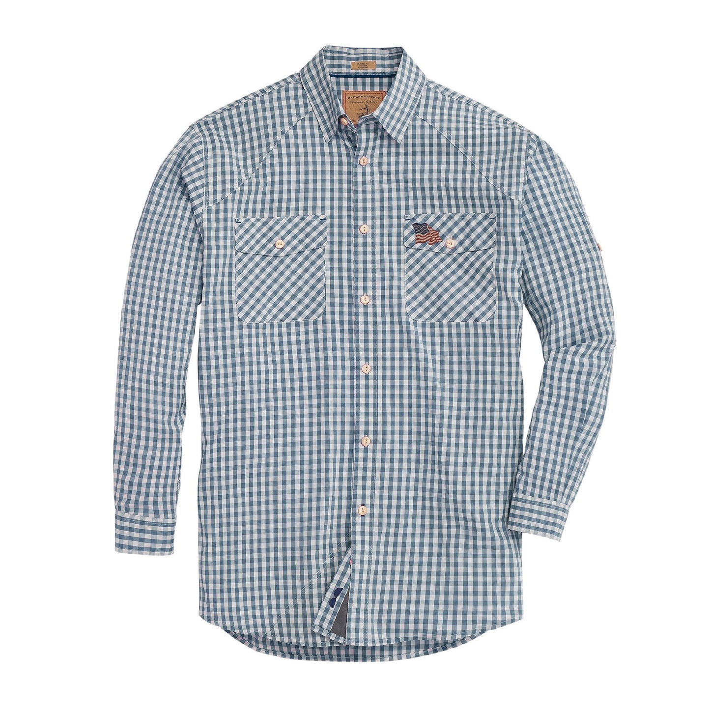 Vintage Flag Waterfront Fishing Shirt - Blue Indigo