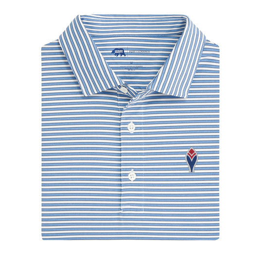 Cooperstown Feather Mulligan Stripe Performance Polo - Sky