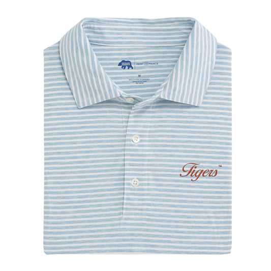 Tigers Vintage Script Row Stripe icon Polo - Sky