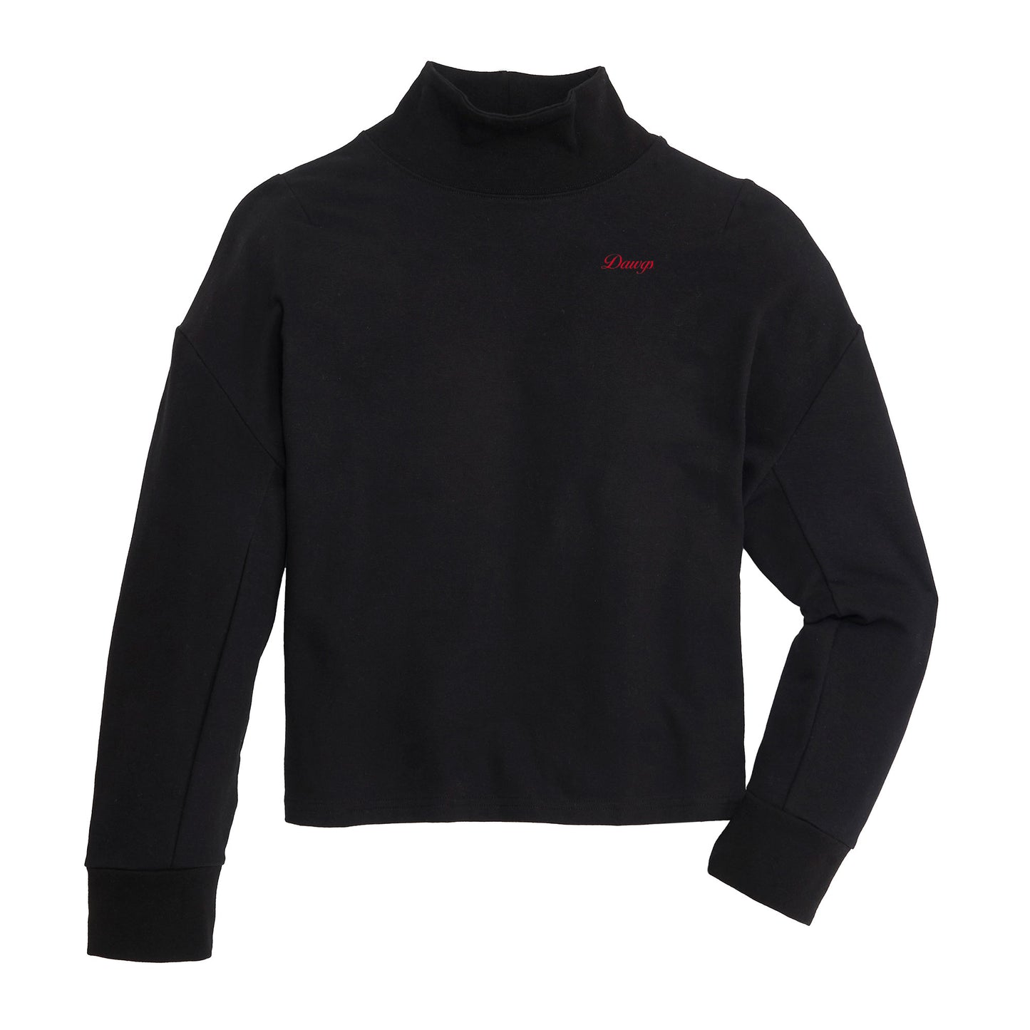 Womens Dawgs Vintage Script Mock Neck Pullover - Black
