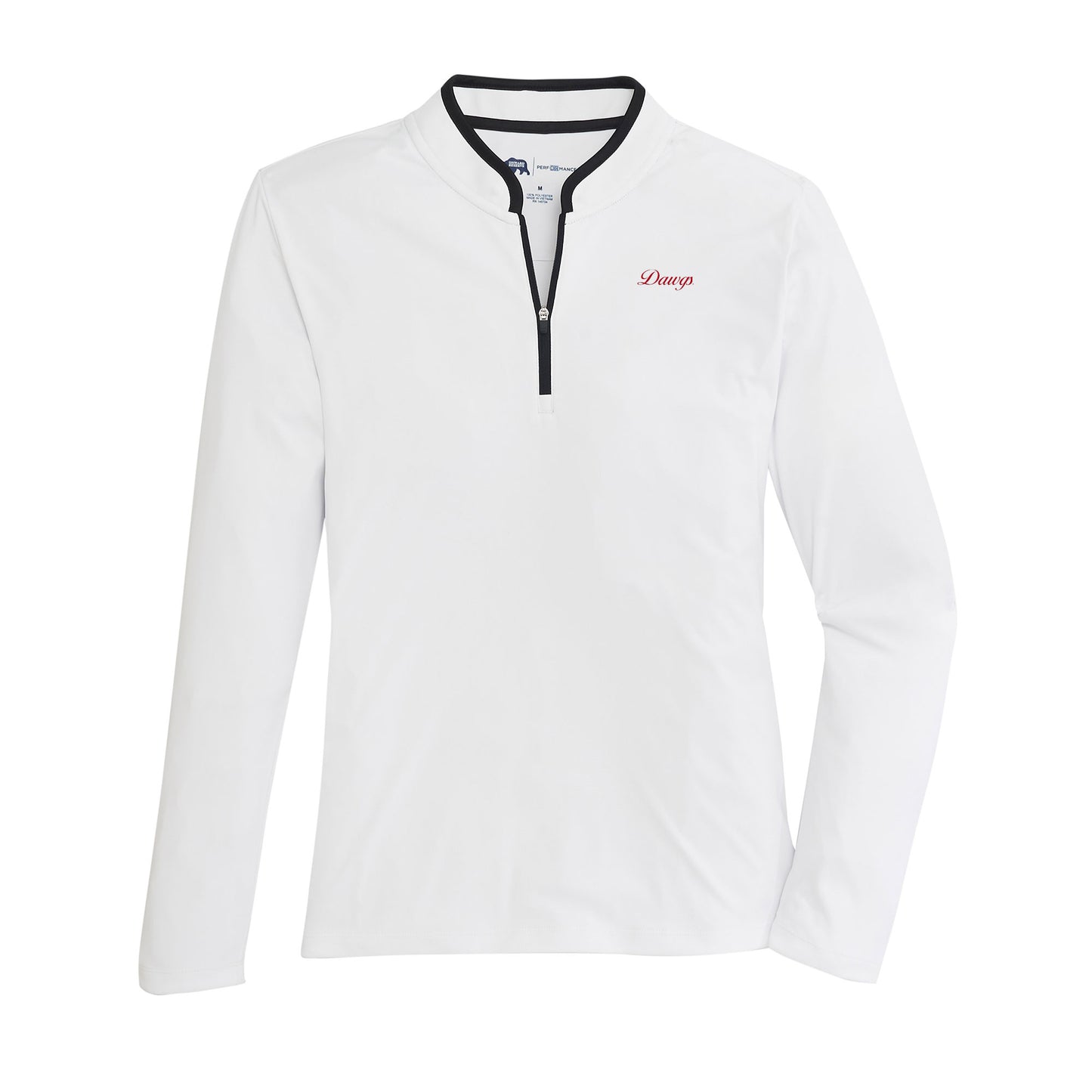 Womens Dawgs Vintage Script Performance 1/4 Zip - White