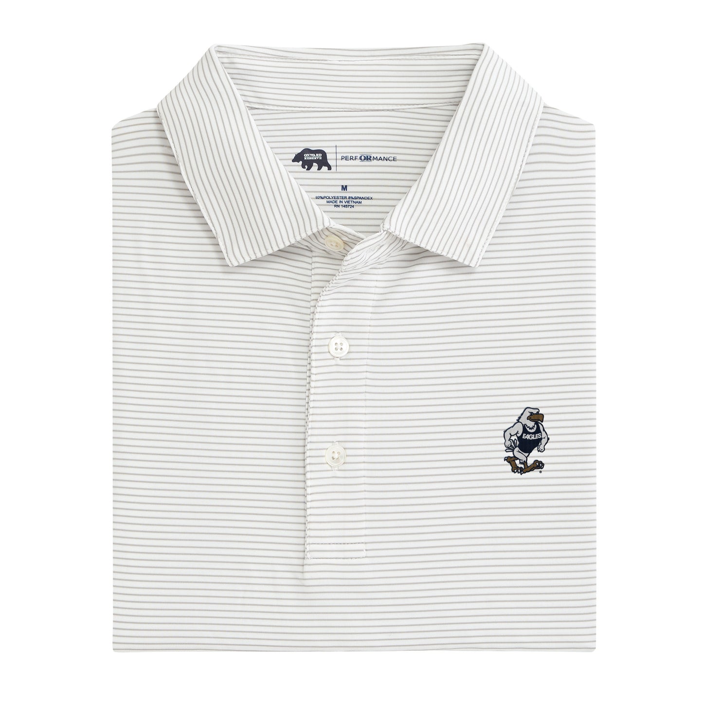 Georgia Southern Strutting Eagle Birdie Stripe Performance Polo - Mirage Grey