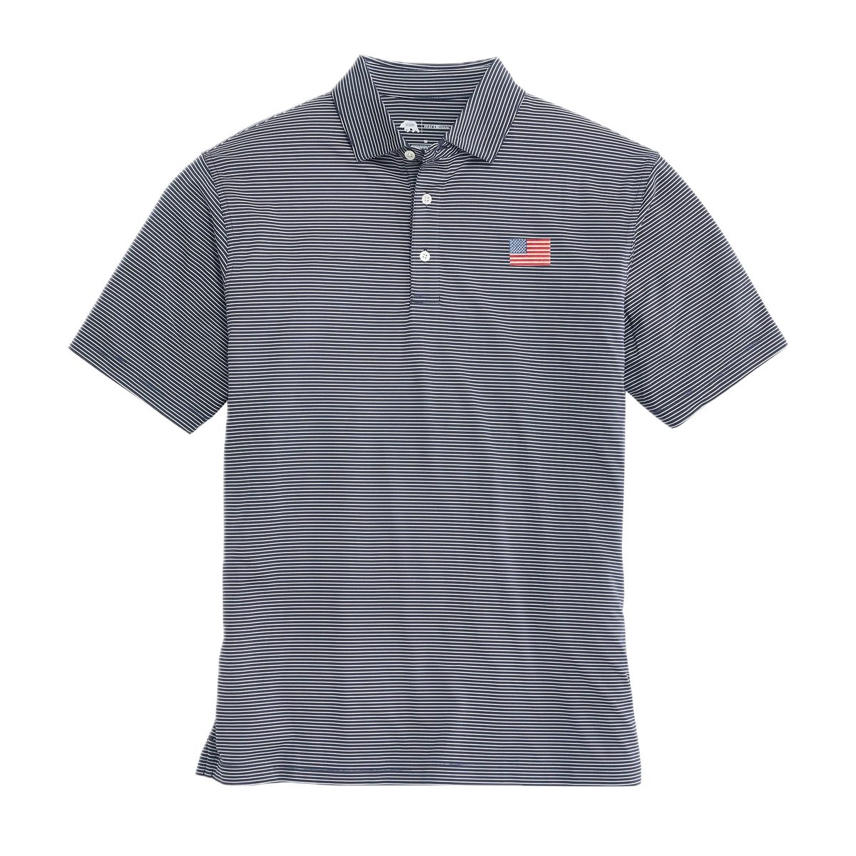 Classic Flag Birdie Stripe Performance Polo - Dark Denim