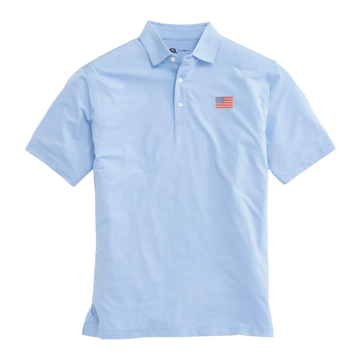 Classic Flag Hairline Stripe Performance Polo - Sky